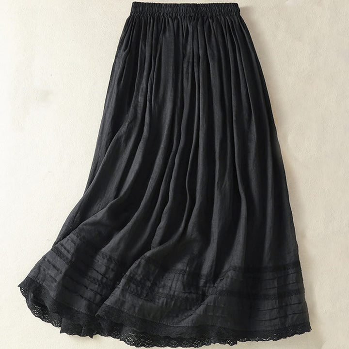 Buddha Stones Summer Plain Drawstring Lace Patchwork Design Women's 7-8 Length Skirt - image 20