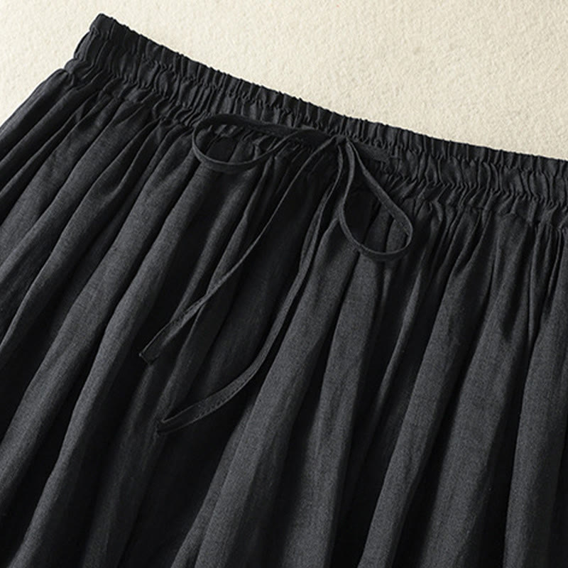 Buddha Stones Summer Plain Drawstring Lace Patchwork Design Women's 7-8 Length Skirt - image 22