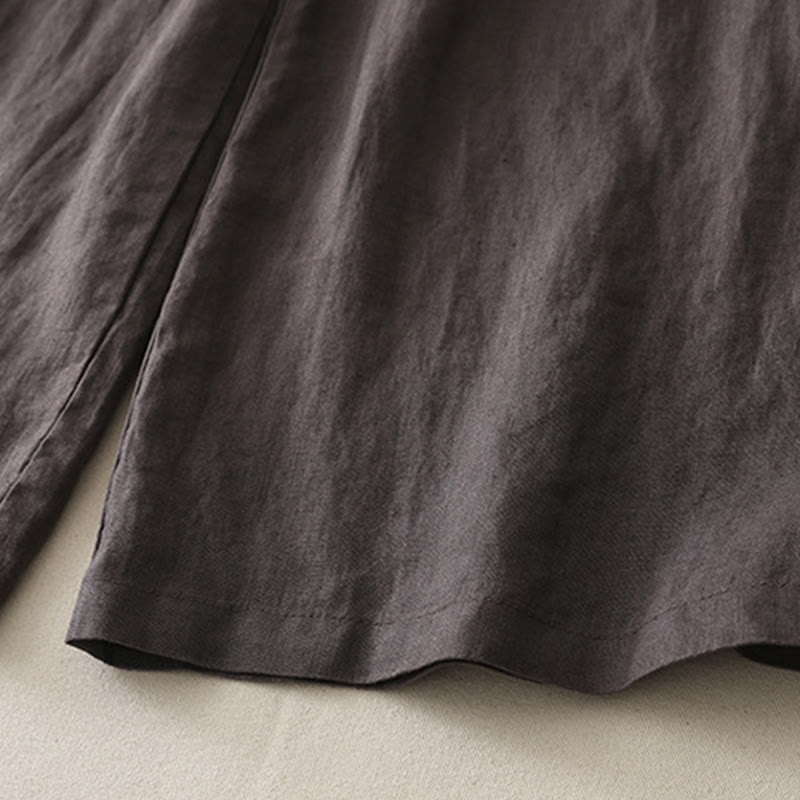 Buddha Stones Casual Colorblock Drawstring Women's Cotton Wide Leg Pants With Pockets - image 8