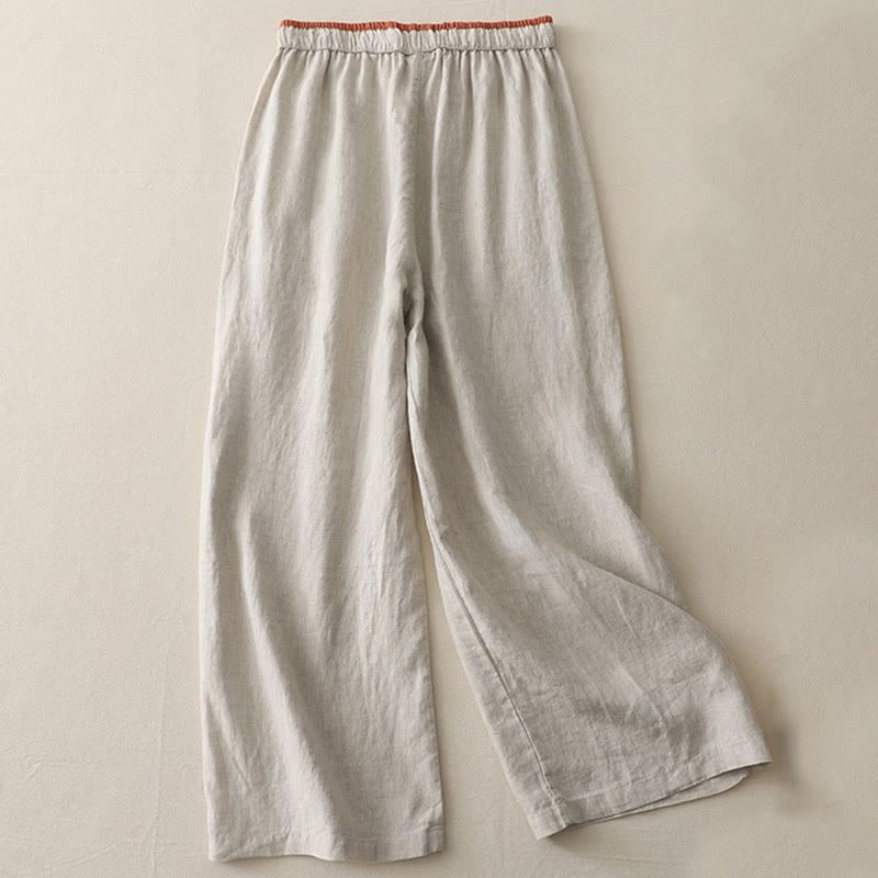 Buddha Stones Casual Colorblock Drawstring Women's Cotton Wide Leg Pants With Pockets - image 17