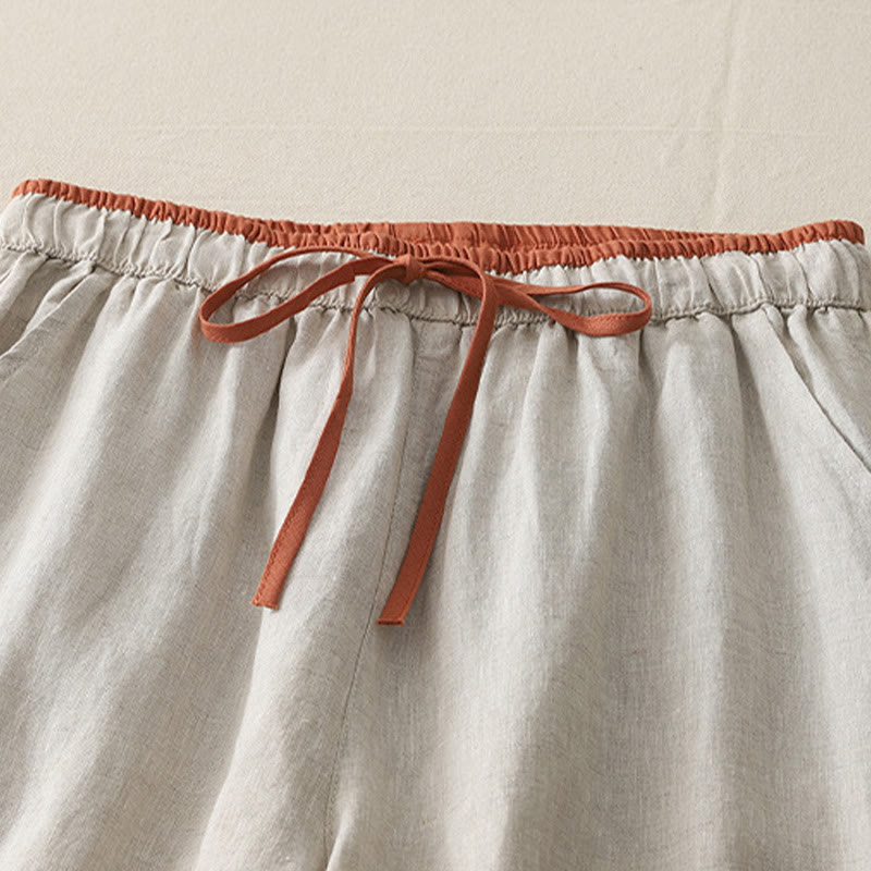 Buddha Stones Casual Colorblock Drawstring Women's Cotton Wide Leg Pants With Pockets - image 18