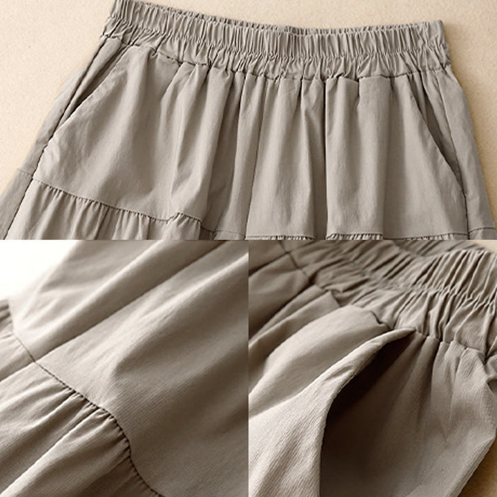 Buddha Stones Casual Loose Plain Women's Cotton Elastic 7-8 Length Wide Leg Pants With Pockets - image 9