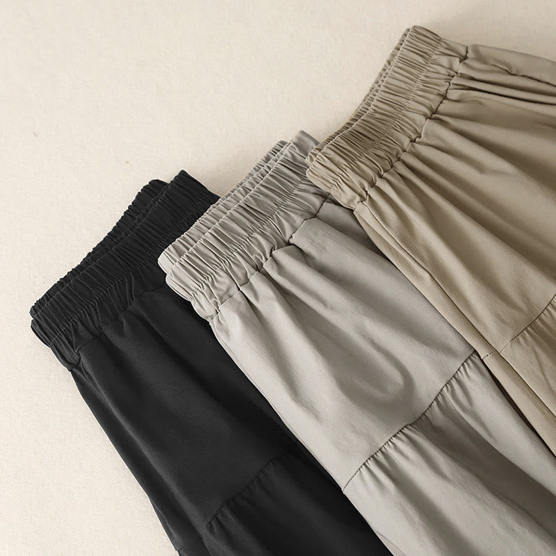 Buddha Stones Casual Loose Plain Women's Cotton Elastic 7-8 Length Wide Leg Pants With Pockets - image 15