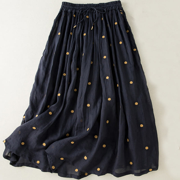 Buddha Stones Artistic Vintage Dot Pattern Women's Pleated Skirt - MidnightBlue - US8-10，UK/AU12-14，EU40-42 (2XL) - image 14