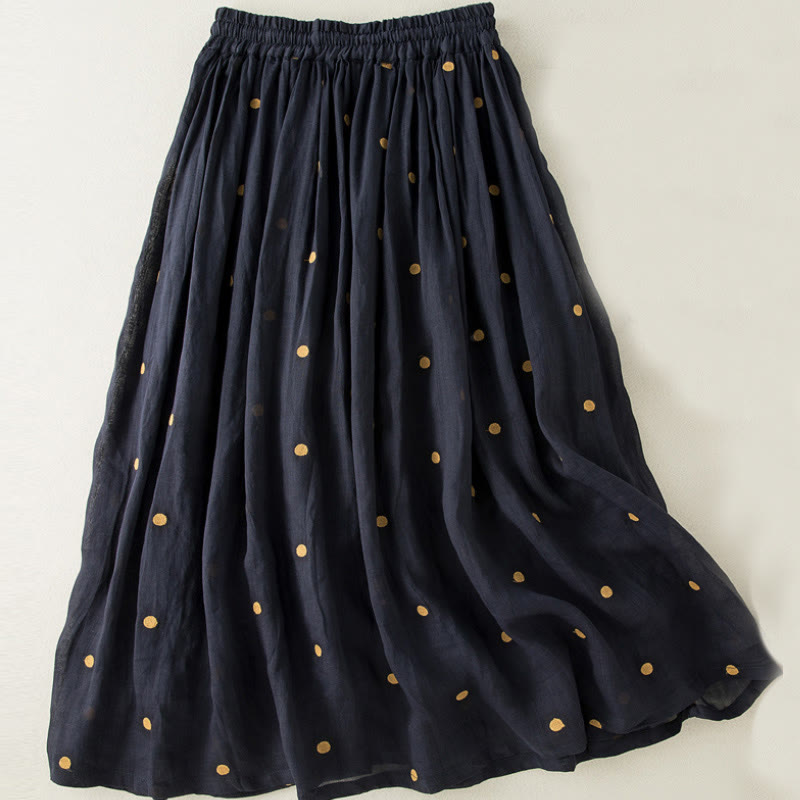 Buddha Stones Artistic Vintage Dot Pattern Women's Pleated Skirt - image 15