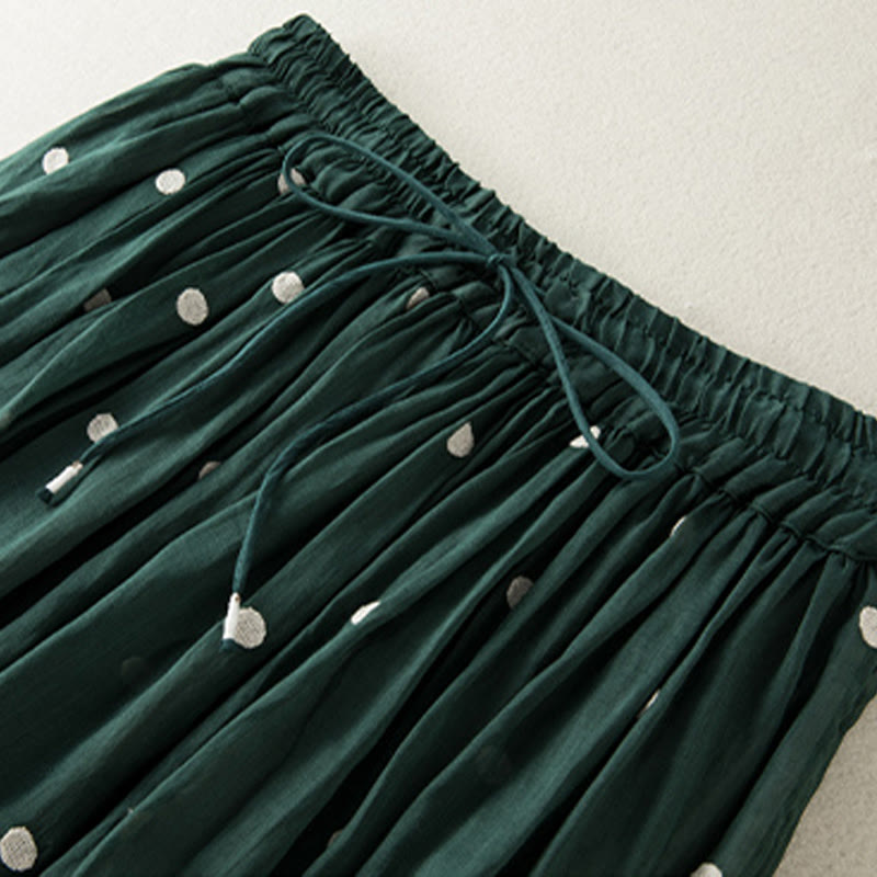 Buddha Stones Artistic Vintage Dot Pattern Women's Pleated Skirt - image 10