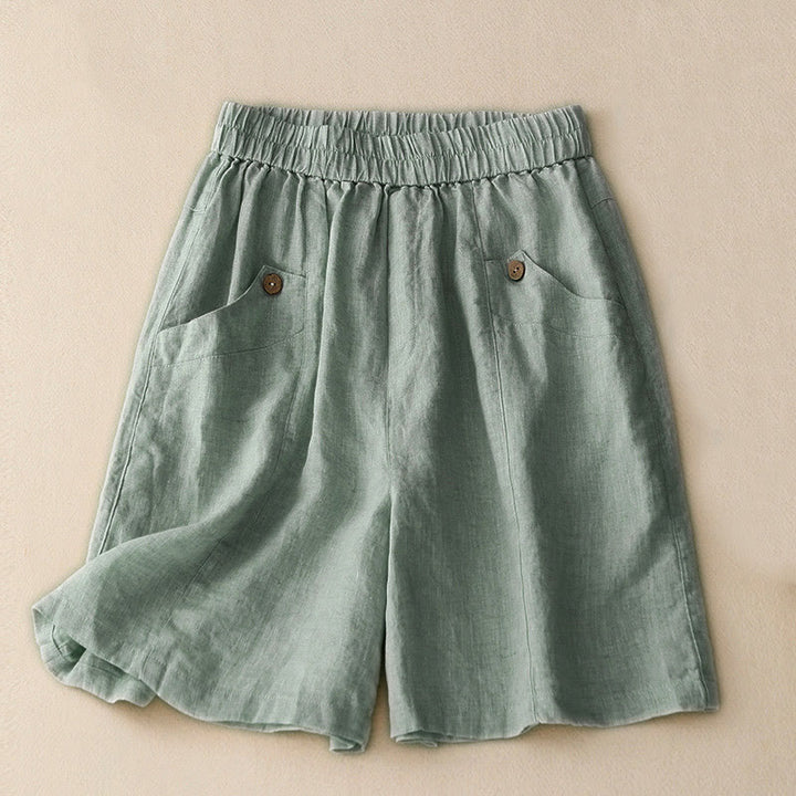 Buddha Stones Summer Casual Buttons Plain Women's Shorts With Pockets - PowderBlue - US8-10，UK/AU12-14，EU40-42 (2XL) - image 0
