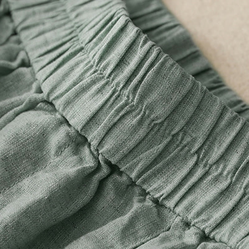 Buddha Stones Summer Casual Buttons Plain Cotton Women's Shorts With Pockets - image 4