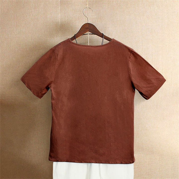 Buddha Stones Casual Summer Pure Color Jacquard Button Crew Neck Women's Short Sleeve T-Shirt - image 26