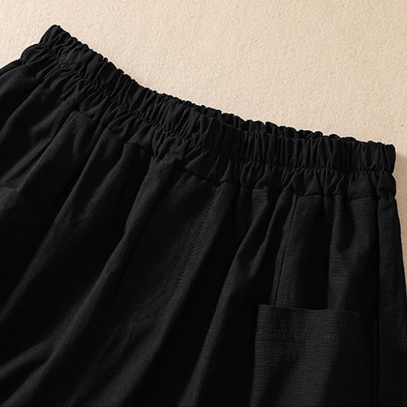 Buddha Stones Summer Casual Elastic Waist Plain Women's Polyester Shorts With Pockets - image 18
