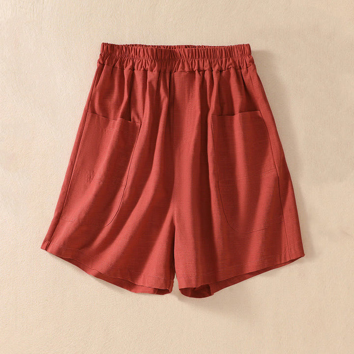 Buddha Stones Summer Casual Elastic Waist Plain Women's Polyester Shorts With Pockets - Red - US8-10，UK/AU12-14，EU40-42 (2XL) - image 19