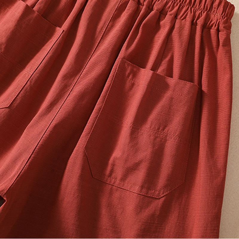Buddha Stones Summer Casual Elastic Waist Plain Women's Polyester Shorts With Pockets - image 24