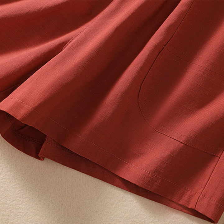 Buddha Stones Summer Casual Elastic Waist Plain Women's Polyester Shorts With Pockets - image 23