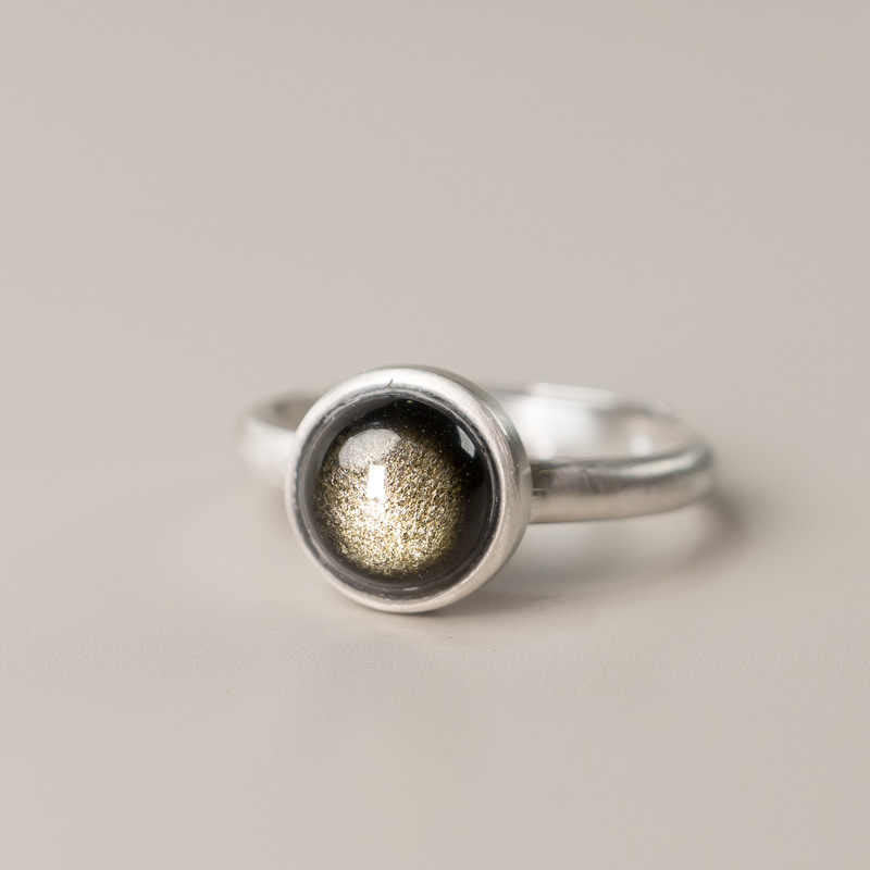 Buddha Stones Natural 925 Sterling Silver Gold Sheen Obsidian Adjustable Wealth Ring - image 11