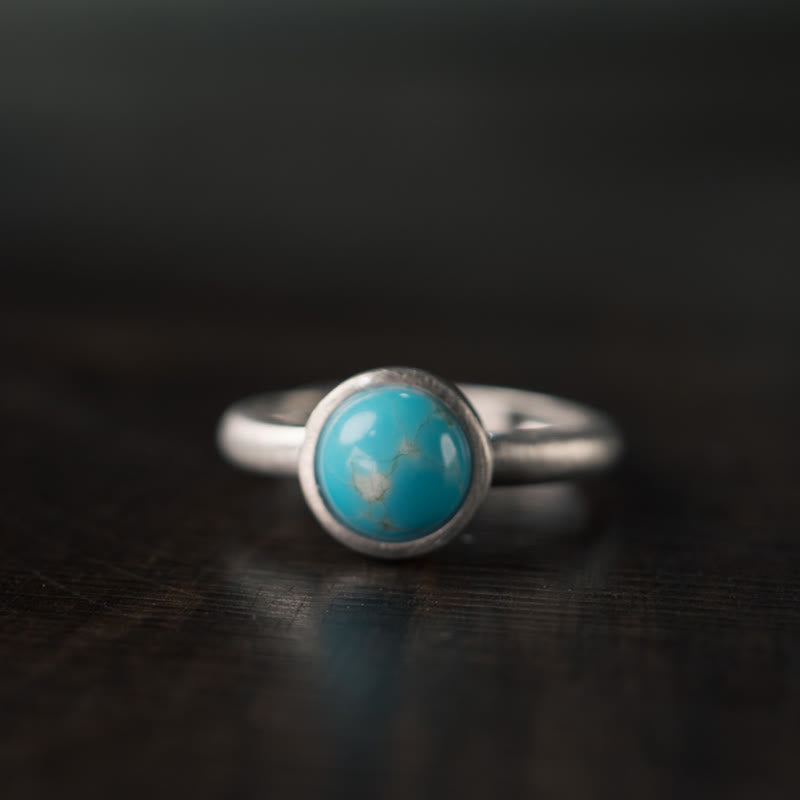 Buddha Stones Natural 925 Sterling Silver Lazurite Lapis Lazuli Turquoise Adjustable Balance Ring - B Style(About 9*9mm) - image 7