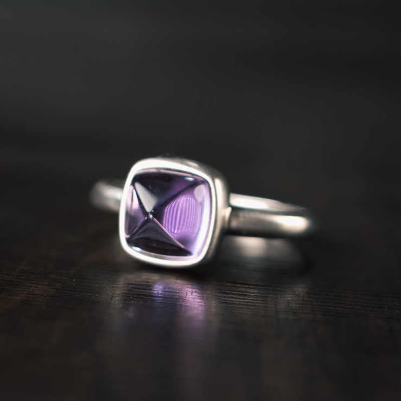 Buddha Stones Natural 925 Sterling Silver Amethyst Adjustable Balance Ring - image 10