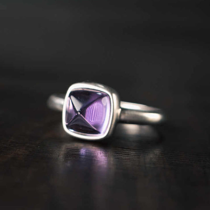 Buddha Stones Natural 925 Sterling Silver Amethyst Adjustable Balance Ring - image 10