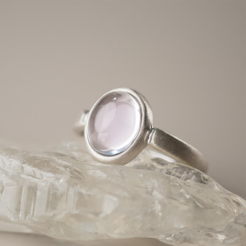 Buddha Stones Natural 925 Sterling Silver Pink Crystal Adjustable Warmth Ring - image 1