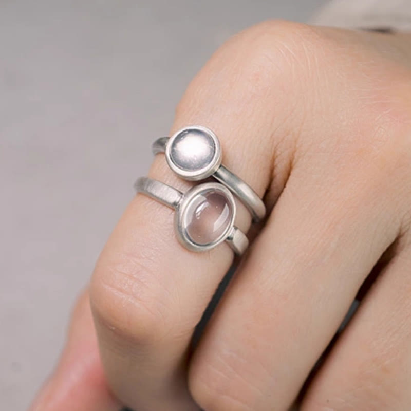 Buddha Stones Natural 925 Sterling Silver Pink Crystal Adjustable Warmth Ring - image 12