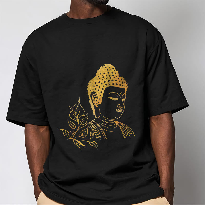 Buddha Stones Golden Leaves Meditation Buddha Tee T-shirt - image 1