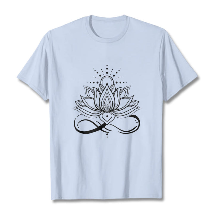Buddha Stones Lotus Flower Sun Design Tee T-shirt - LightCyan - 2XL - image 18