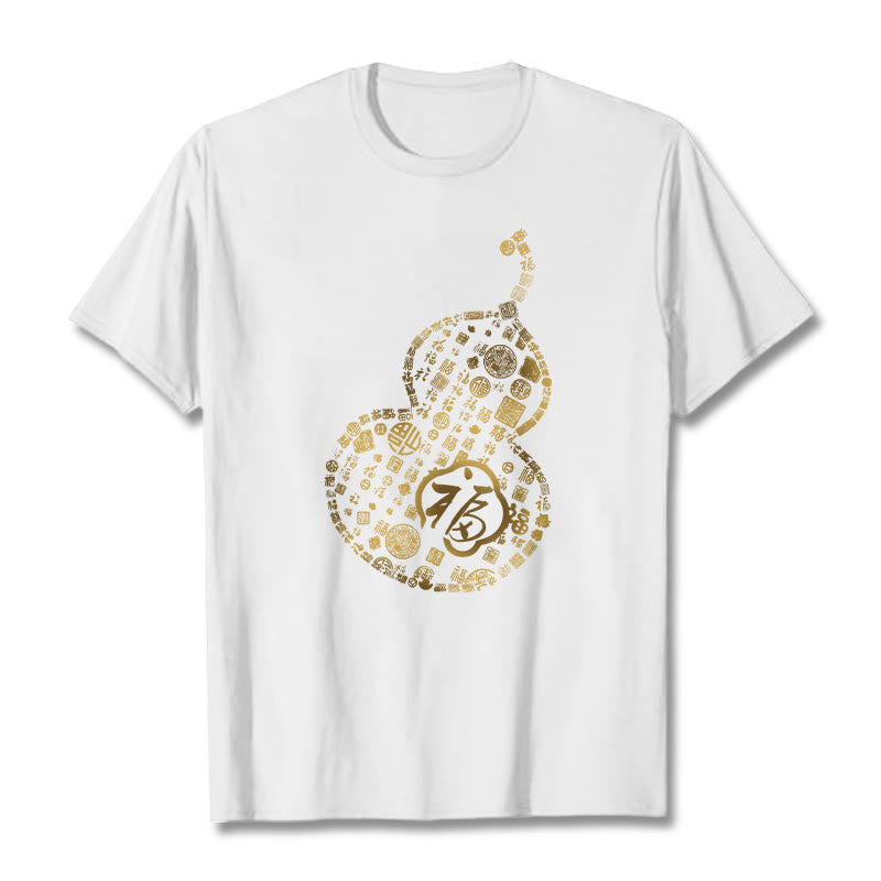 Buddha Stones Gourd Fu Character Design Tee T-shirt - White - 2XL - image 5