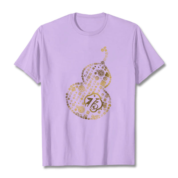 Buddha Stones Gourd Fu Character Design Tee T-shirt - Plum - 2XL - image 16