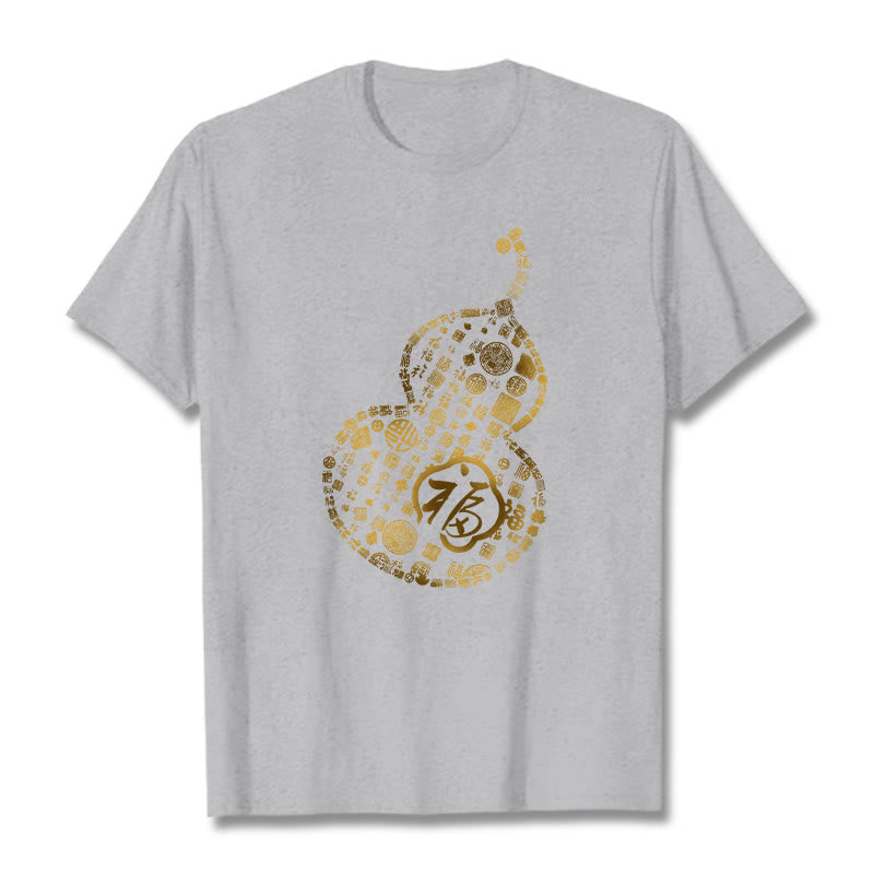 Buddha Stones Gourd Fu Character Design Tee T-shirt - LightGrey - 2XL - image 19