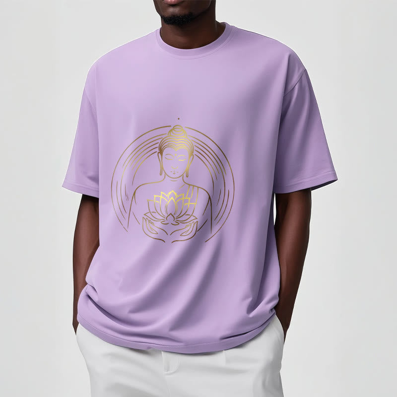 Buddha Stones Golden Buddha Holding A Lotus Flower Tee T-shirt - image 17