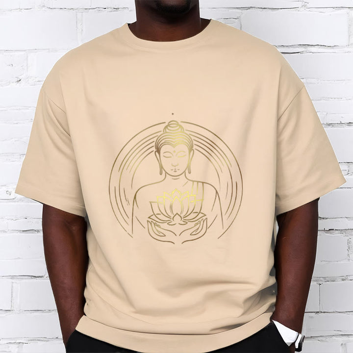 Buddha Stones Golden Buddha Holding A Lotus Flower Tee T-shirt - image 9