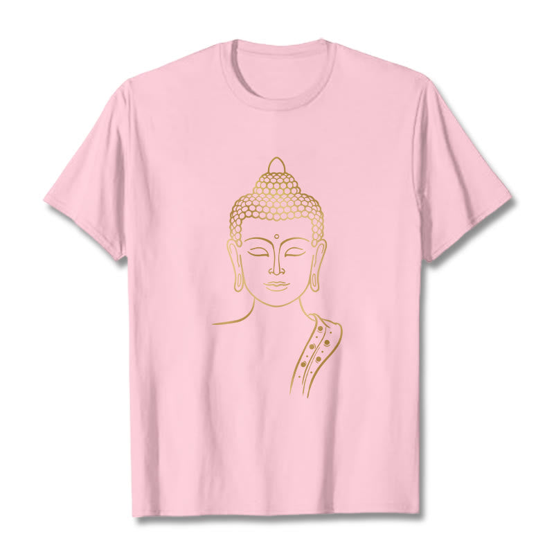 Buddha Stones Golden Buddha In Deep Meditation Tee T-shirt - LightPink - 2XL - image 12