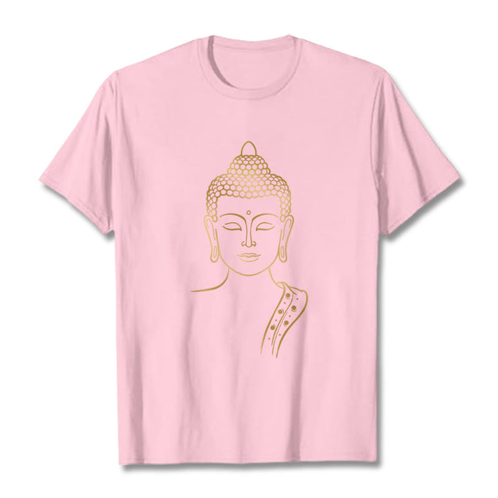 Buddha Stones Golden Buddha In Deep Meditation Tee T-shirt - LightPink - 2XL - image 12
