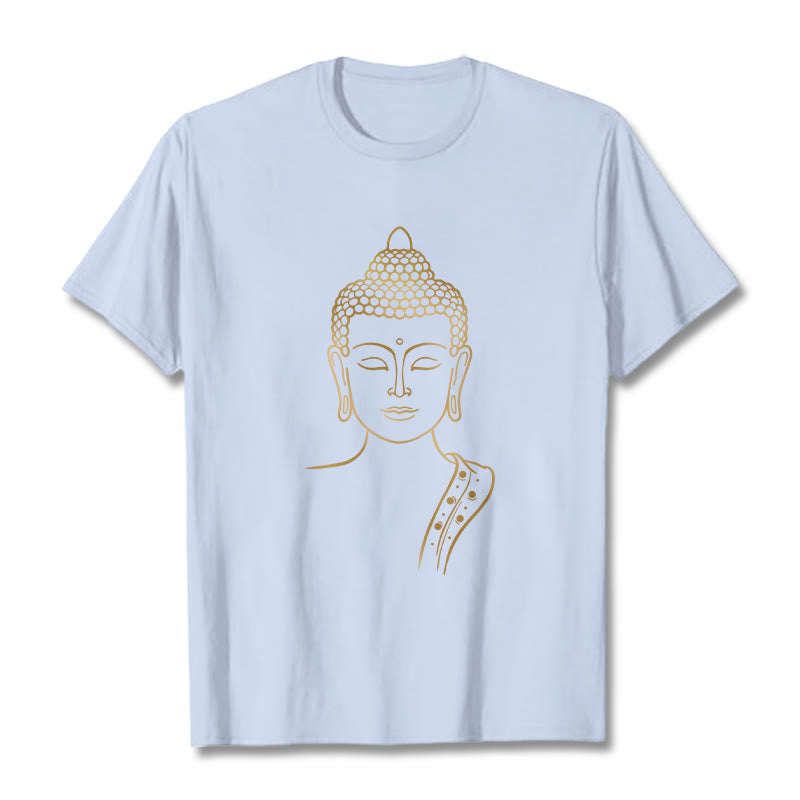 Buddha Stones Golden Buddha In Deep Meditation Tee T-shirt - LightCyan - 2XL - image 18