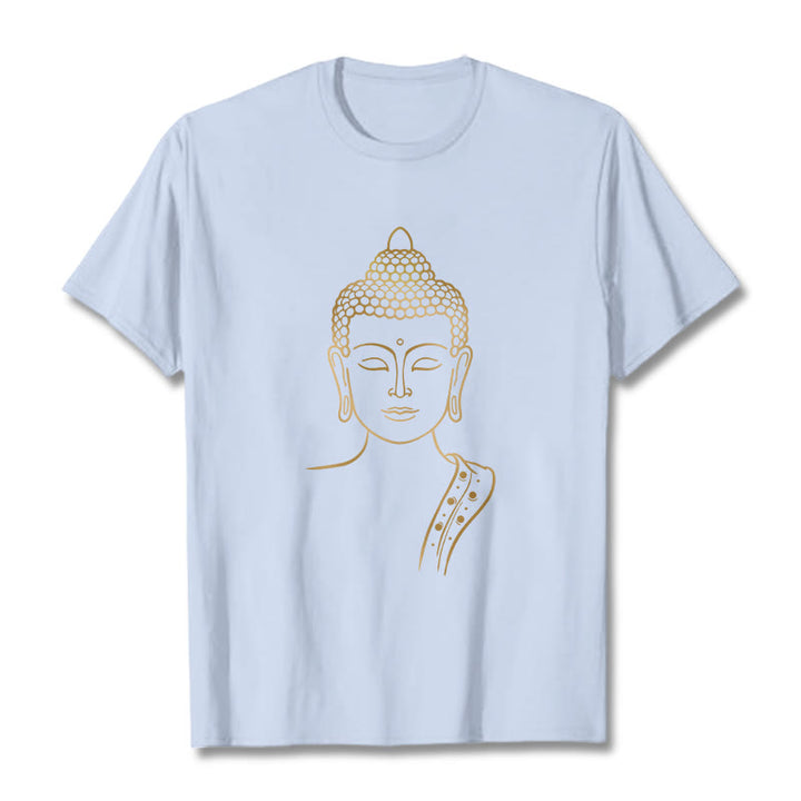 Buddha Stones Golden Buddha In Deep Meditation Tee T-shirt - LightCyan - 2XL - image 18