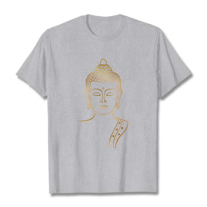 Buddha Stones Golden Buddha In Deep Meditation Tee T-shirt - LightGrey - 2XL - image 19
