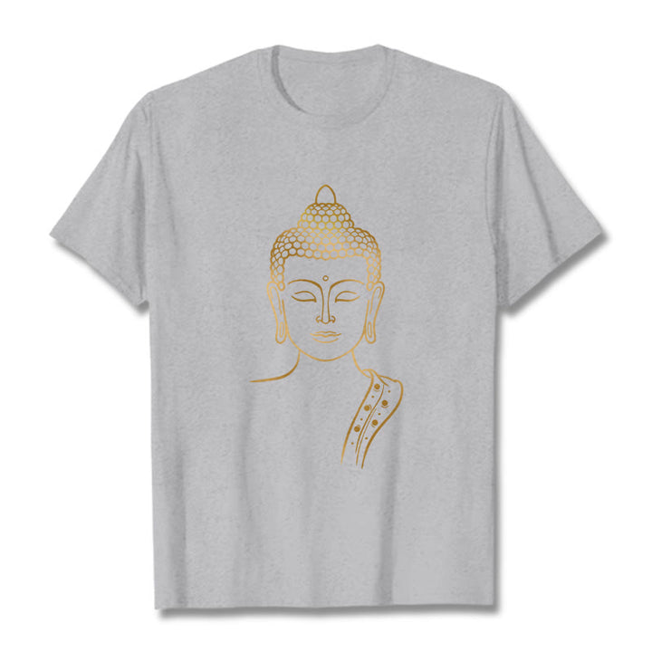 Buddha Stones Golden Buddha In Deep Meditation Tee T-shirt - LightGrey - 2XL - image 19