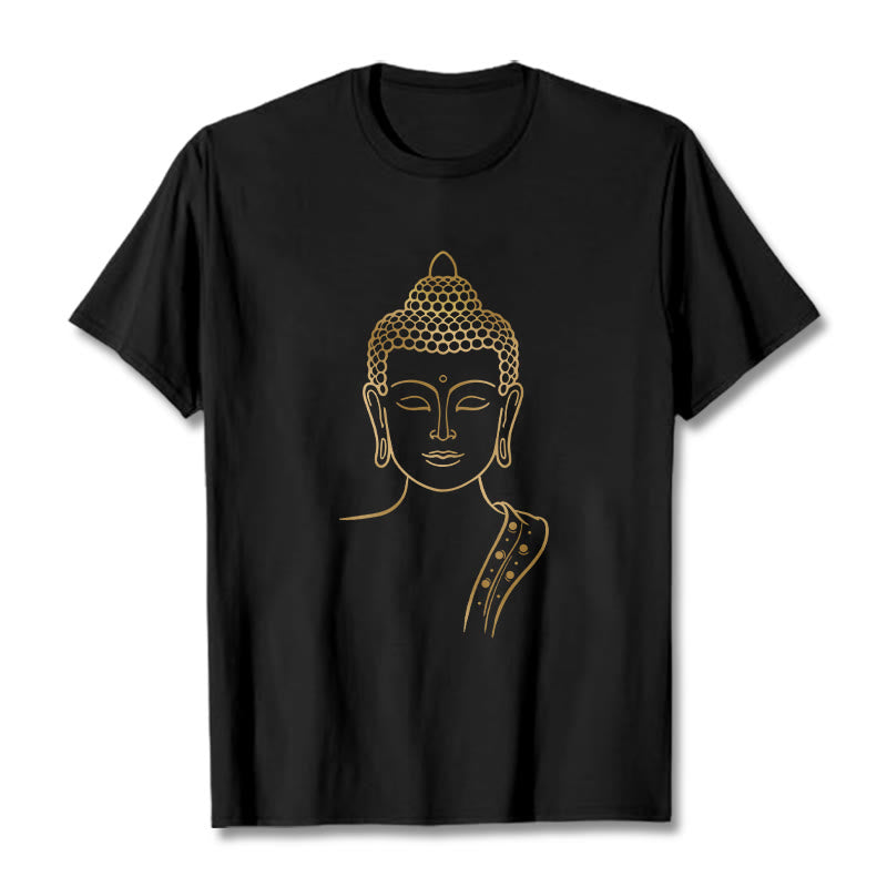Buddha Stones Golden Buddha In Deep Meditation Tee T-shirt - Black - 2XL - image 6
