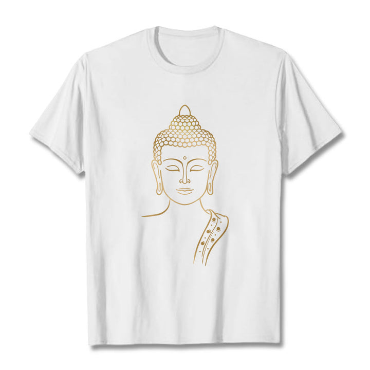 Buddha Stones Golden Buddha In Deep Meditation Tee T-shirt - White - 2XL - image 3