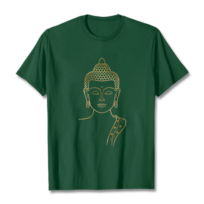 Buddha Stones Golden Buddha In Deep Meditation Tee T-shirt - ForestGreen - 2XL - image 0