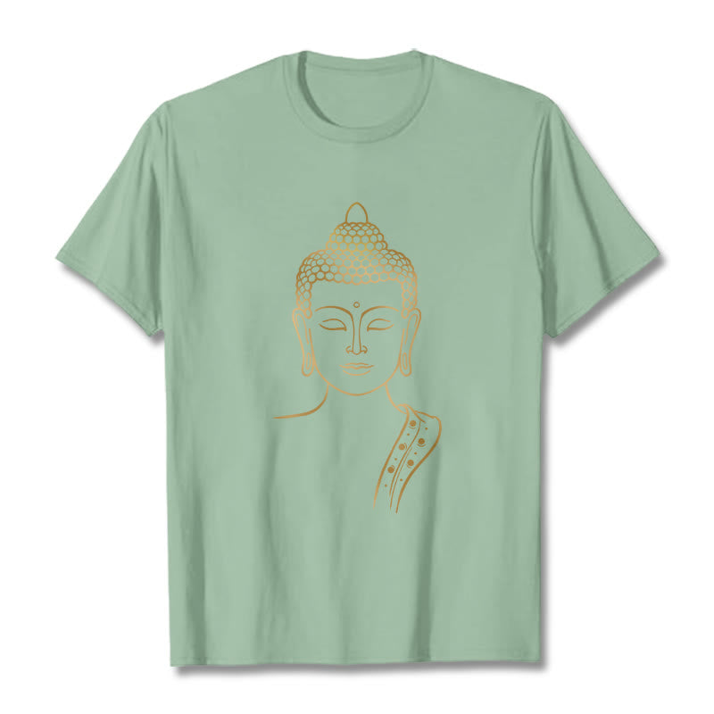 Buddha Stones Golden Buddha In Deep Meditation Tee T-shirt - PaleGreen - 2XL - image 14
