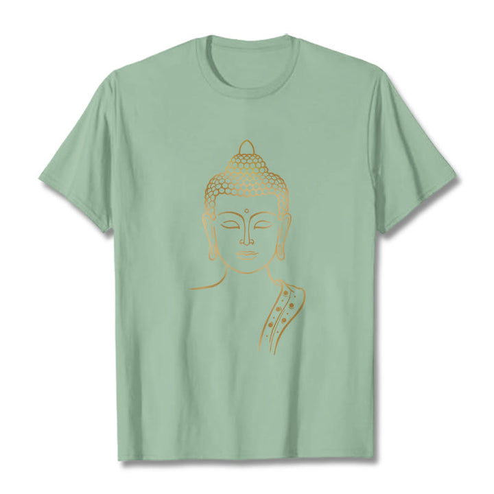 Buddha Stones Golden Buddha In Deep Meditation Tee T-shirt - PaleGreen - 2XL - image 14