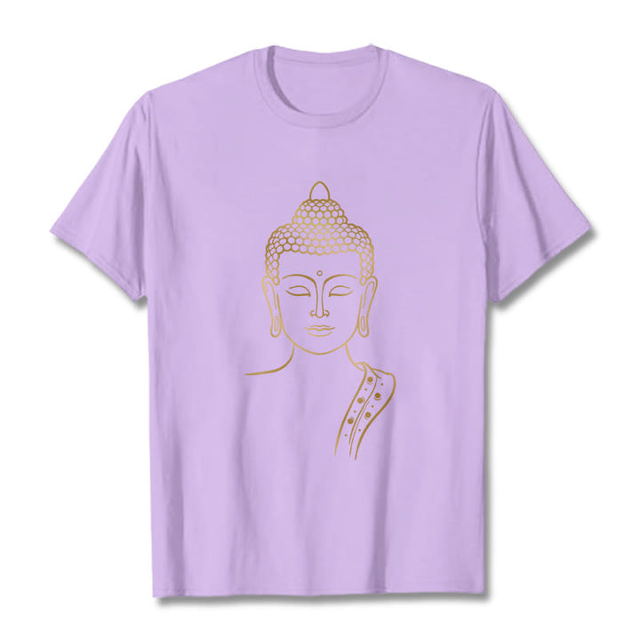 Buddha Stones Golden Buddha In Deep Meditation Tee T-shirt - Plum - 2XL - image 16