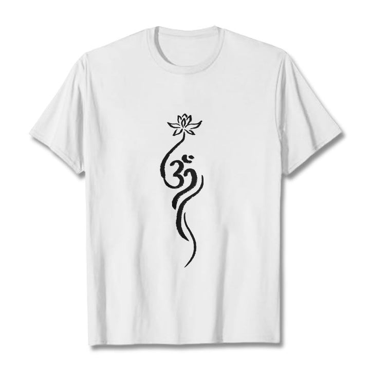 Buddha Stones Lotus Flower Om Design Tee T-shirt - White - 2XL - image 0