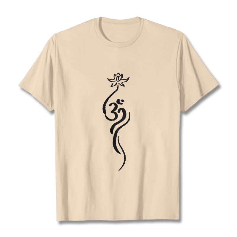 Buddha Stones Lotus Flower Om Design Tee T-shirt - Bisque - 2XL - image 9