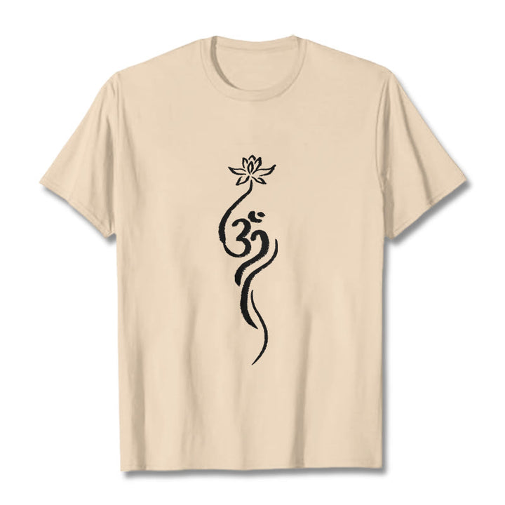 Buddha Stones Lotus Flower Om Design Tee T-shirt - Bisque - 2XL - image 9