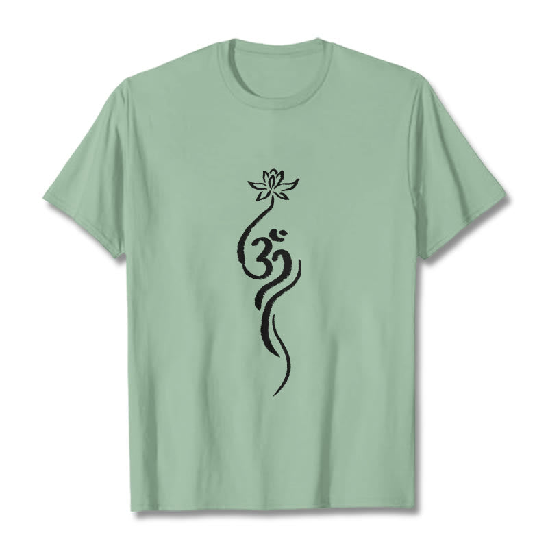 Buddha Stones Lotus Flower Om Design Tee T-shirt - PaleGreen - 2XL - image 14