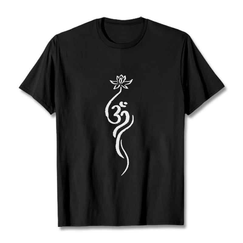Buddha Stones Lotus Flower Om Design Tee T-shirt - Black - 2XL - image 4