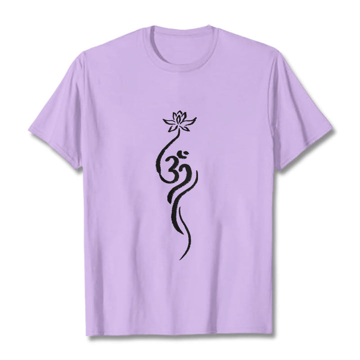 Buddha Stones Lotus Flower Om Design Tee T-shirt - Plum - 2XL - image 16