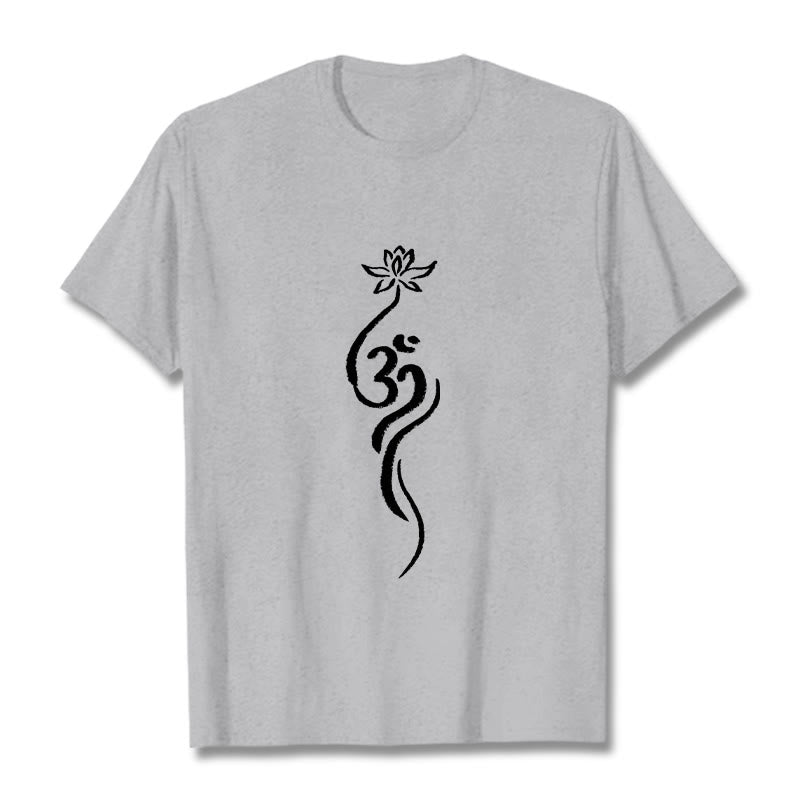 Buddha Stones Lotus Flower Om Design Tee T-shirt - LightGrey - 2XL - image 19