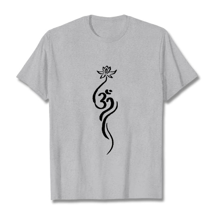 Buddha Stones Lotus Flower Om Design Tee T-shirt - LightGrey - 2XL - image 19